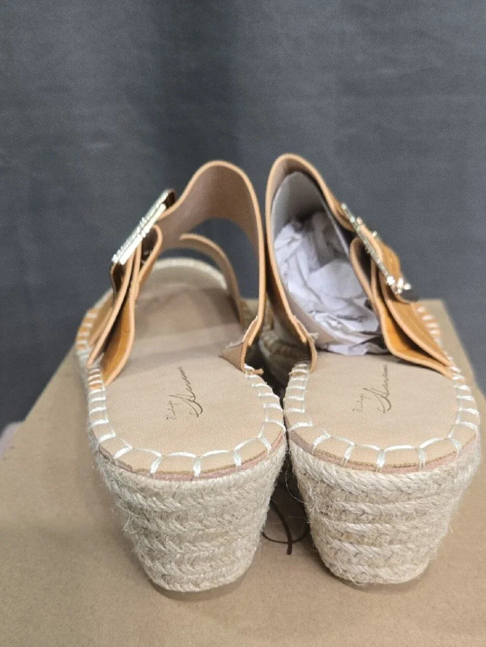 Vintage Havana Yellow Croc-Embossed Espadrille Wedge Slide with Buckle